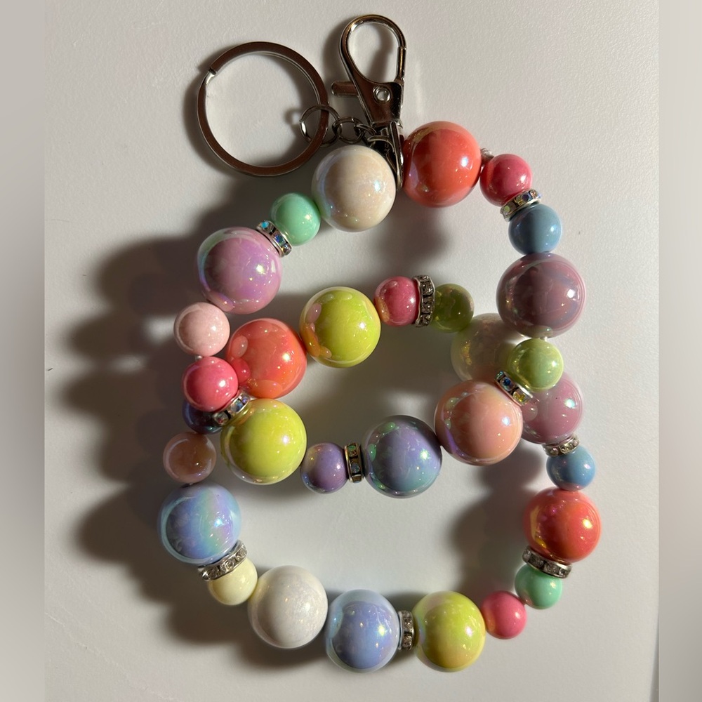 Colorful Beaded Keychain Bracelet Set